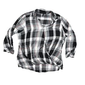 Lane Bryant Plus Size 22 Multicolor Cardigan Sweater Plaid Snap Wrap Front